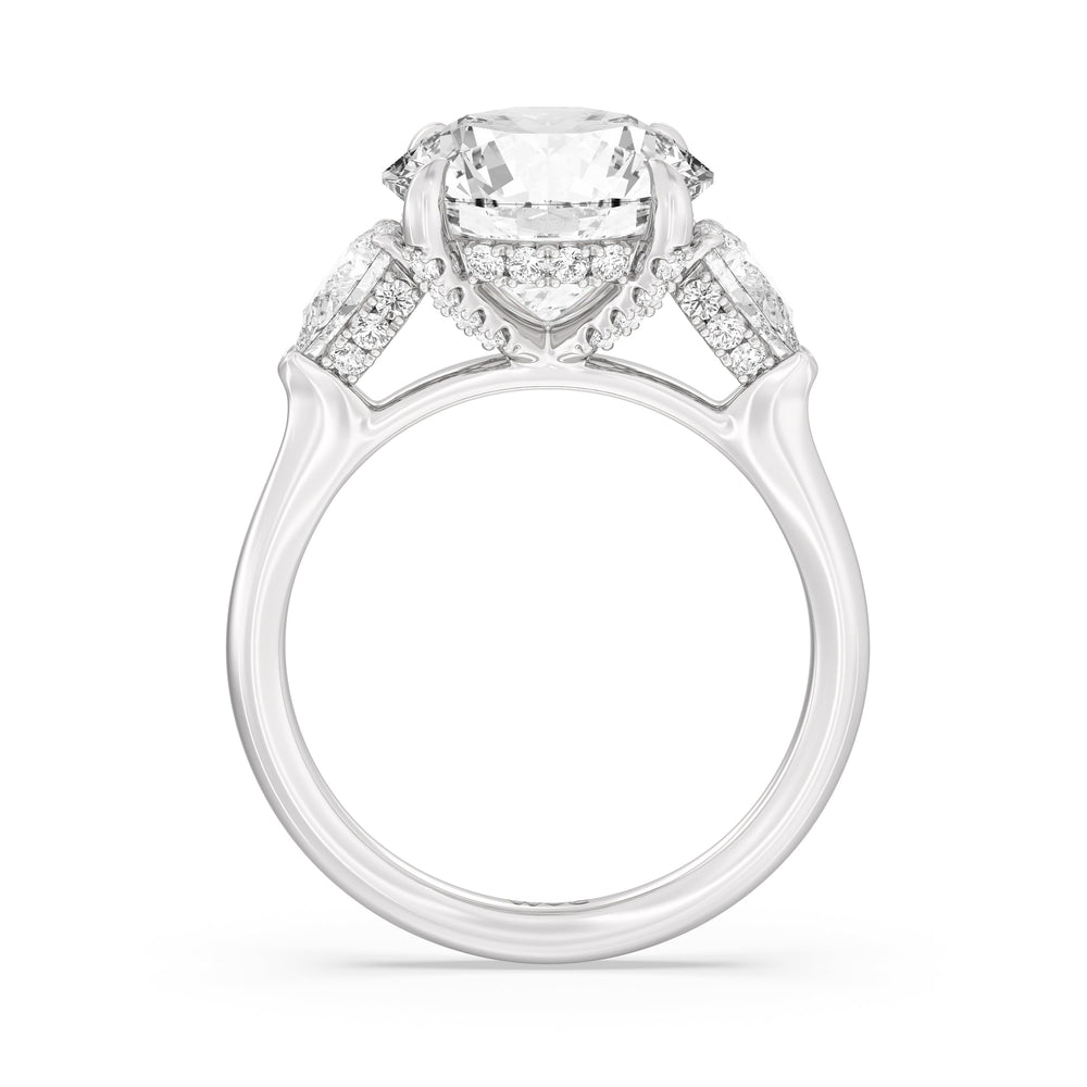 Round Cut Elegance Pear Side Stone Engagement Ring with Lab Grown Diamond in 14KT Platinum view 5
