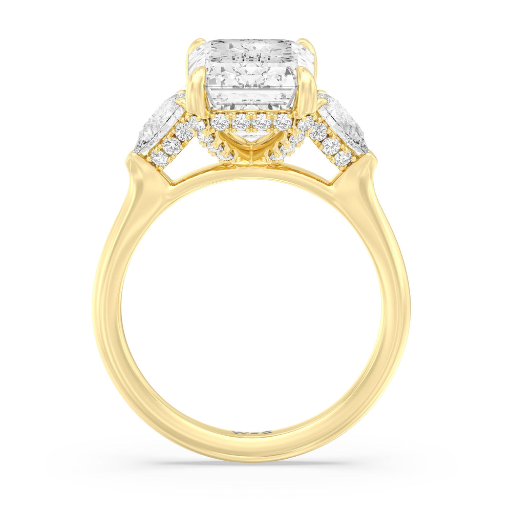 Emerald Cut Elegance Pear Side Stone Engagement Ring with Lab Grown Diamond in 14KT Yellow Gold view 5
