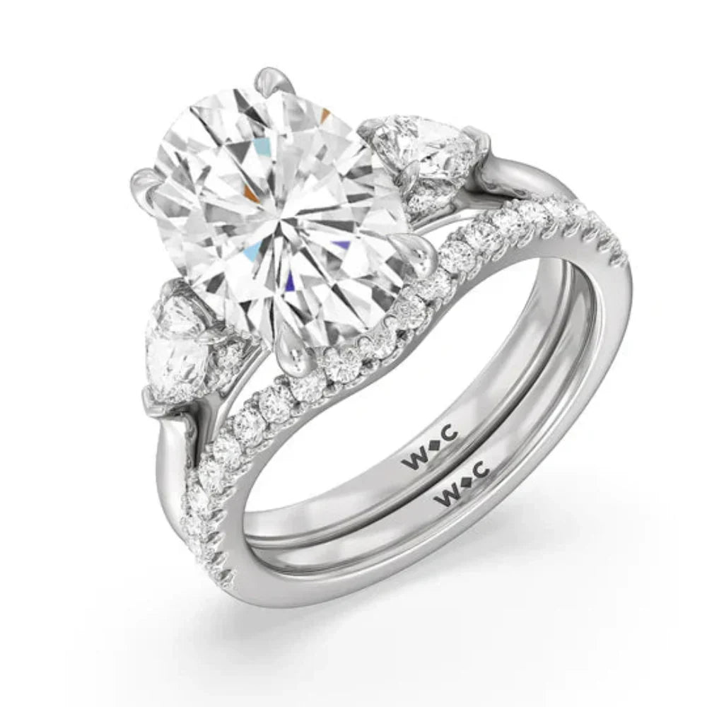 Marquise Cut Elegance Pear Side Stone Engagement Ring with Lab Grown Diamond in 14KT Platinum view 6
