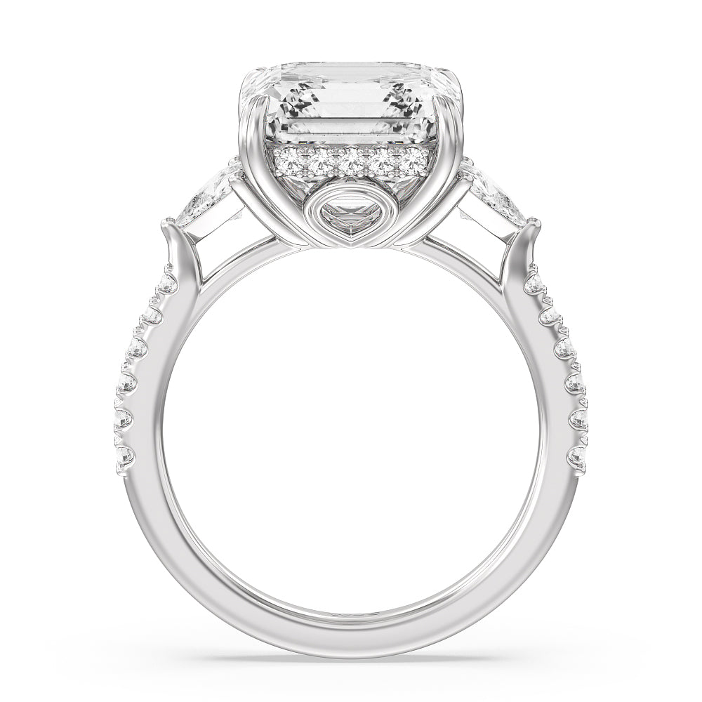 Oval Cut Elegance Trillion Diamond Three Stone Engagement Ring with Lab Grown Diamond in 14KT Rose Gold view 5
