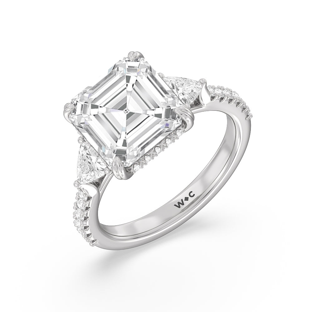 Oval Cut Elegance Trillion Diamond Three Stone Engagement Ring with Lab Grown Diamond in 14KT Rose Gold view 6
