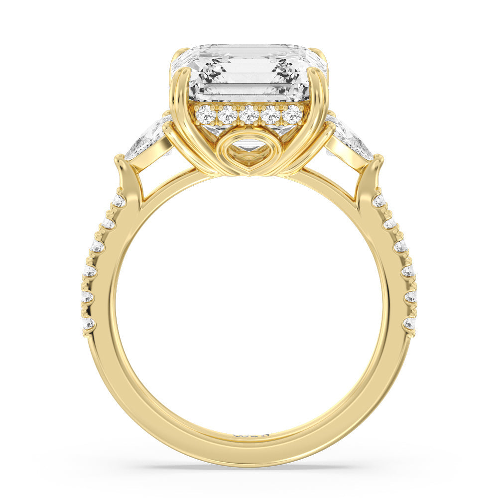 Oval Cut Elegance Trillion Diamond Three Stone Engagement Ring with Lab Grown Diamond in 14KT Rose Gold view 8
