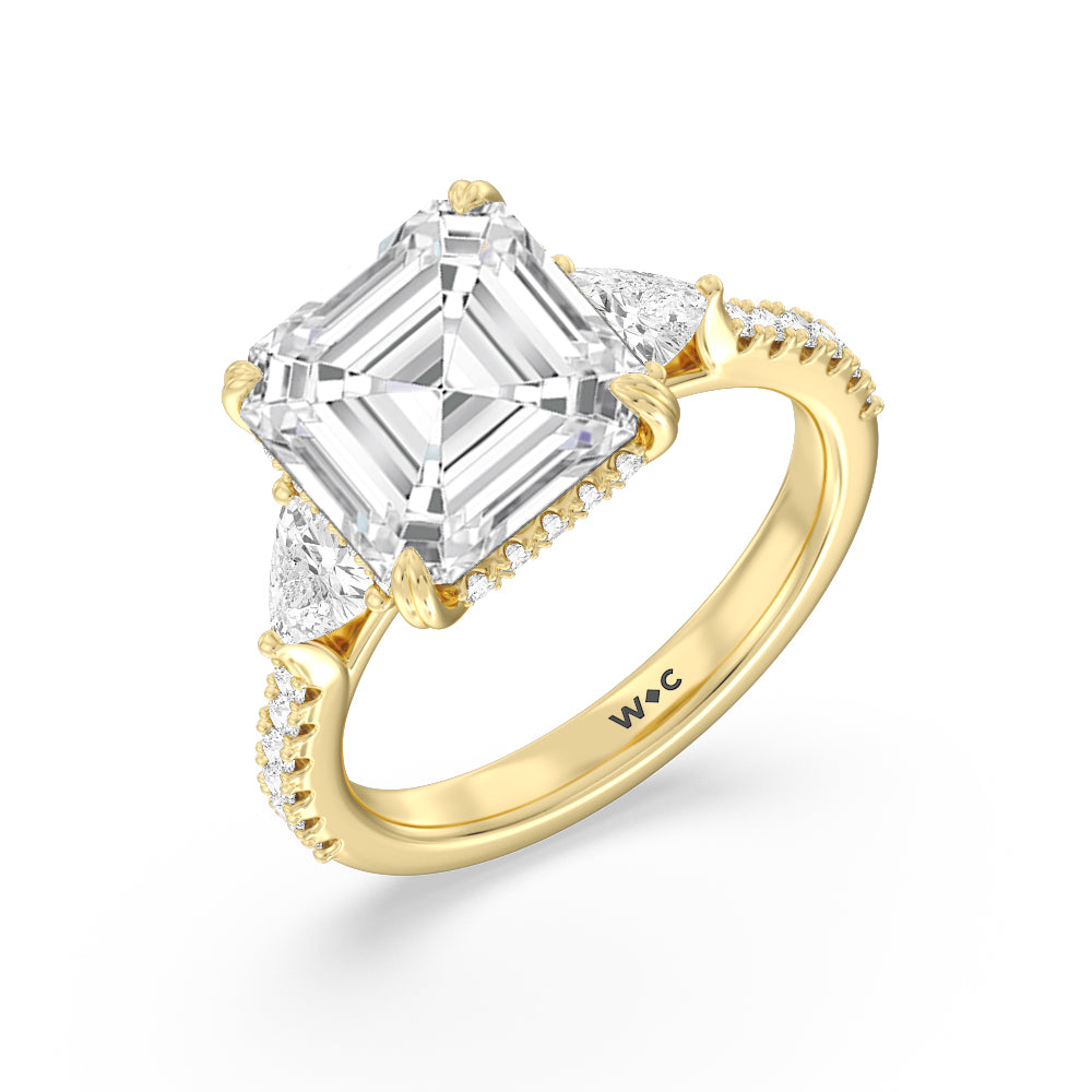 Oval Cut Elegance Trillion Diamond Three Stone Engagement Ring with Lab Grown Diamond in 14KT Rose Gold view 9
