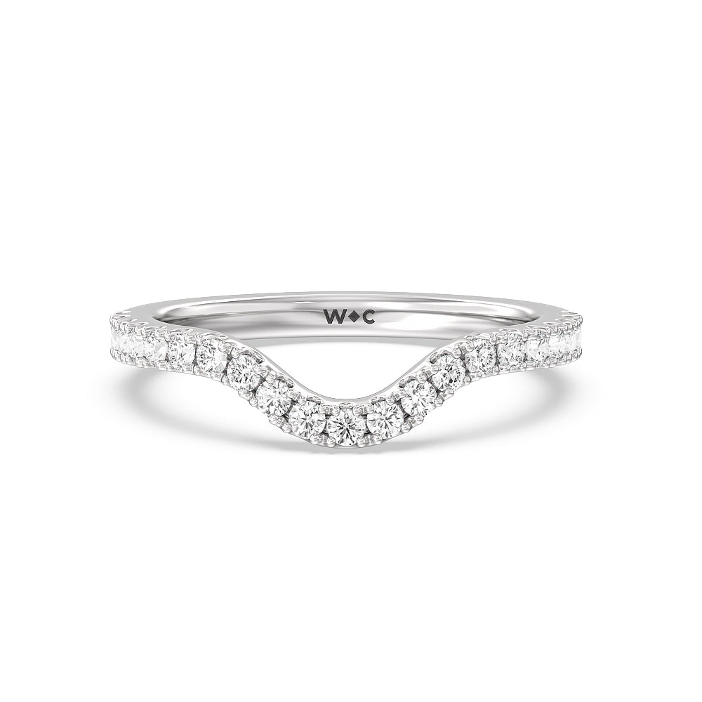 Elegance Trillion Diamond Three Stone Wedding Band with Platinum Cut Diamond in 14KT Platinum view 1
