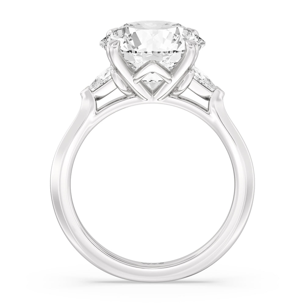 Round Cut Elegance Trillion Three Stone Engagement Ring with Lab Grown Diamond in 14KT Platinum view 3
