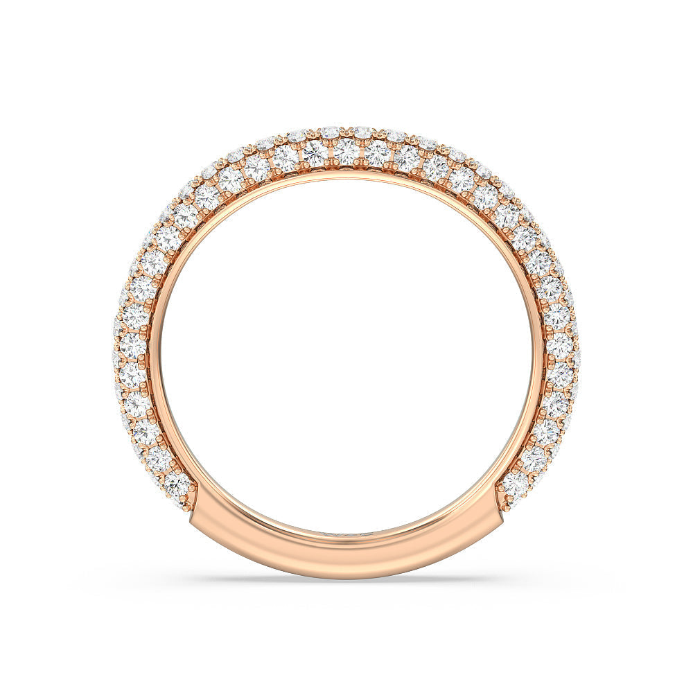 Elegance Diamond Studded Gallery Hidden Halo Diamond Wedding Band (E+ VS+) with 18KT Rose Gold Cut Diamond in 14KT Rose Gold view 2
