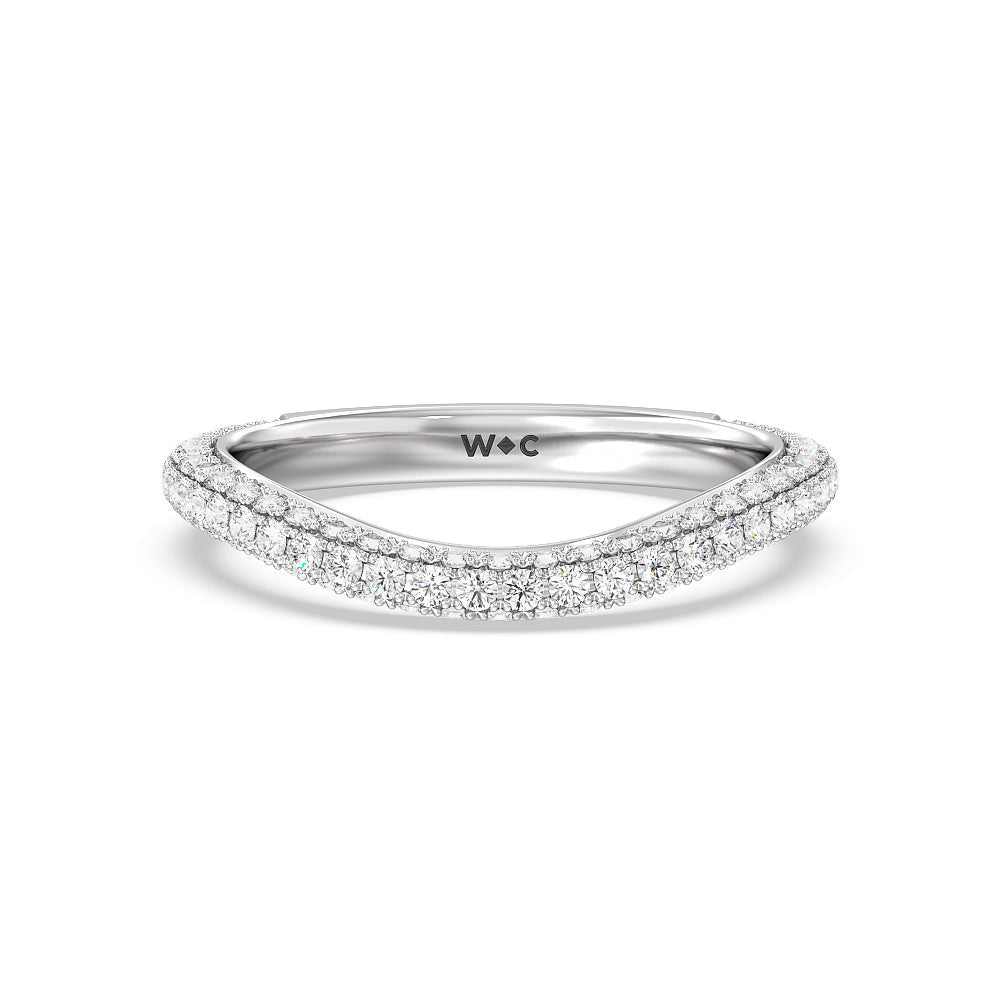 Elegance Diamond Studded Gallery Hidden Halo Diamond Wedding Band (E+ VS+) with Platinum Cut Diamond in 14KT Platinum view 1
