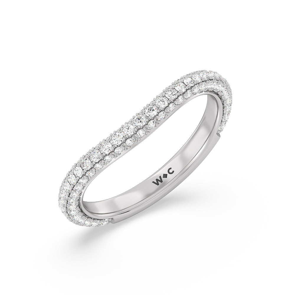Elegance Diamond Studded Gallery Hidden Halo Diamond Wedding Band (E+ VS+) with Platinum Cut Diamond in 14KT Platinum view 4

