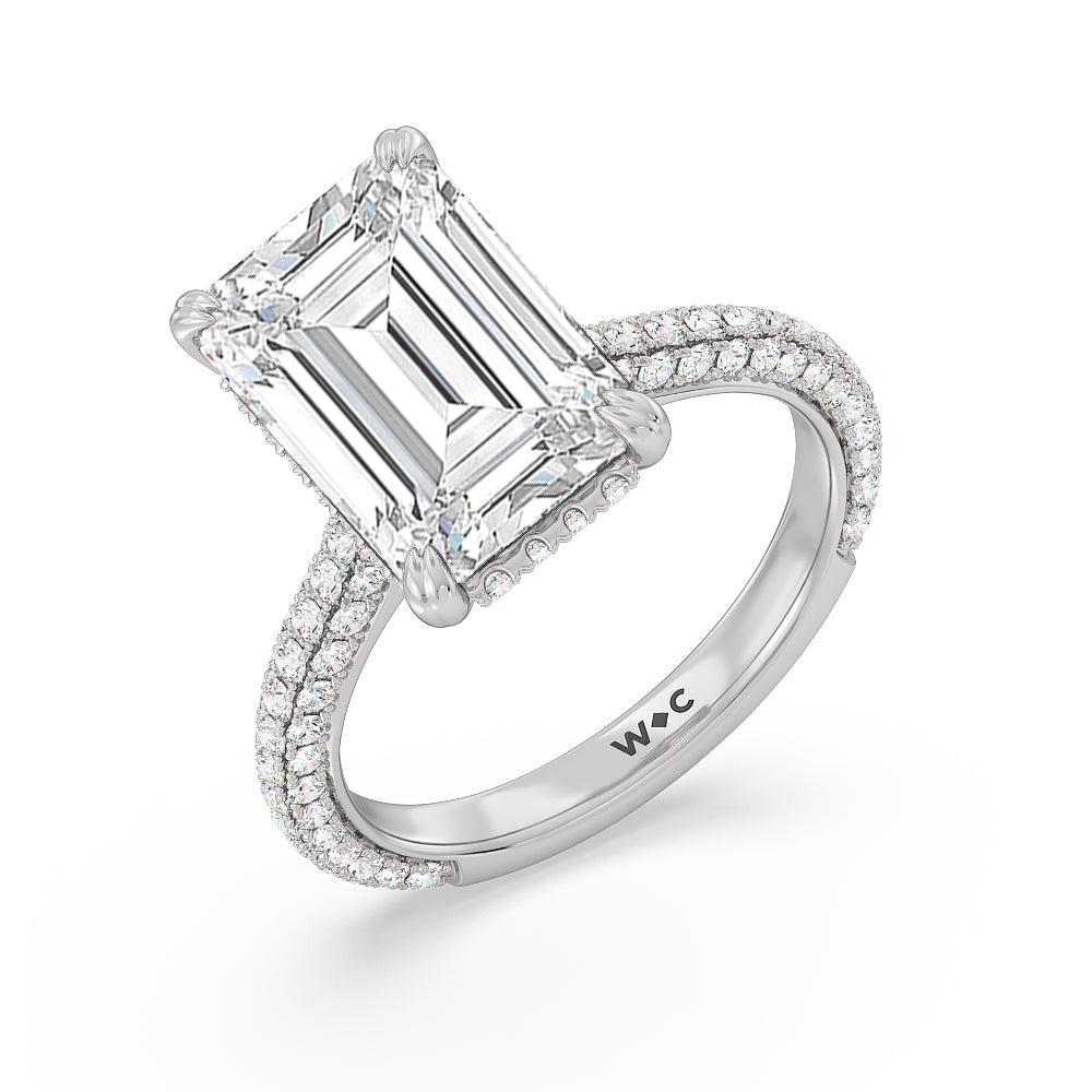 Emerald Cut The Windsor Ring with Lab Grown Diamond in 14KT Platinum view 7
