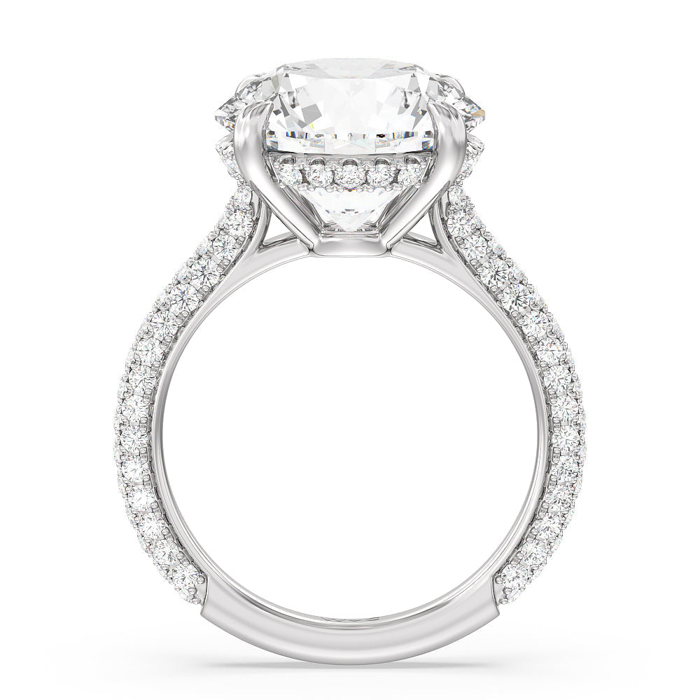 Elegance Diamond Studded Gallery Hidden Halo Engagement Ring with Round Cut Diamond in 14KT Platinum view 3
