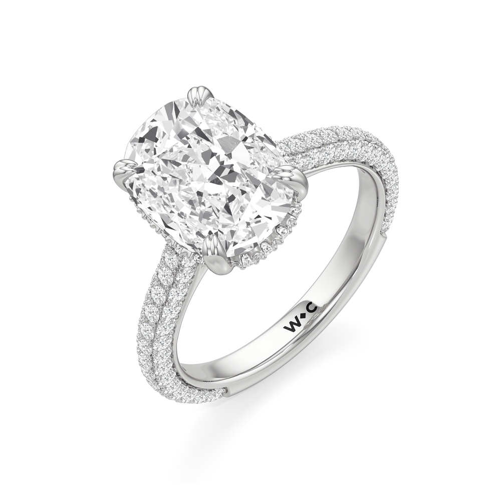 Antique Cushion Cut The Windsor Ring with Lab Grown Diamond in 14KT Platinum view 6
