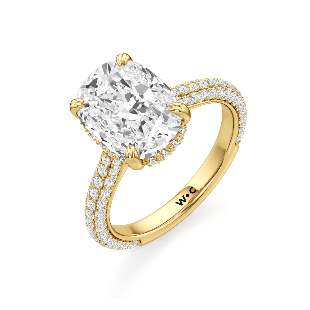 Antique Cushion Cut The Windsor Ring with Lab Grown Diamond in 14KT Yellow Gold view 5
