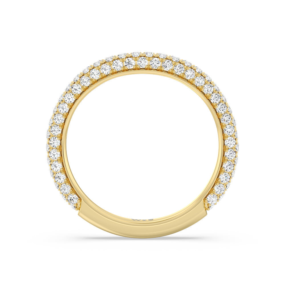 Elegance Diamond Studded Gallery Hidden Halo Diamond Wedding Band (E+ VS+) with 18KT Yellow Gold Cut Diamond in 14KT Yellow Gold view 2
