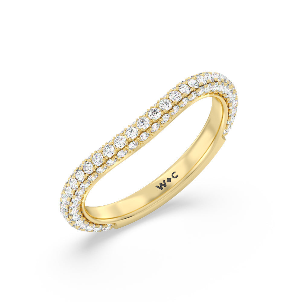 Elegance Diamond Studded Gallery Hidden Halo Diamond Wedding Band (E+ VS+) with 18KT Yellow Gold Cut Diamond in 14KT Yellow Gold view 4

