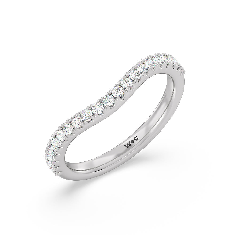 Elegance Emerald Cut Side Stone Diamond Wedding Band with Platinum Cut Diamond in 14KT Platinum view 4
