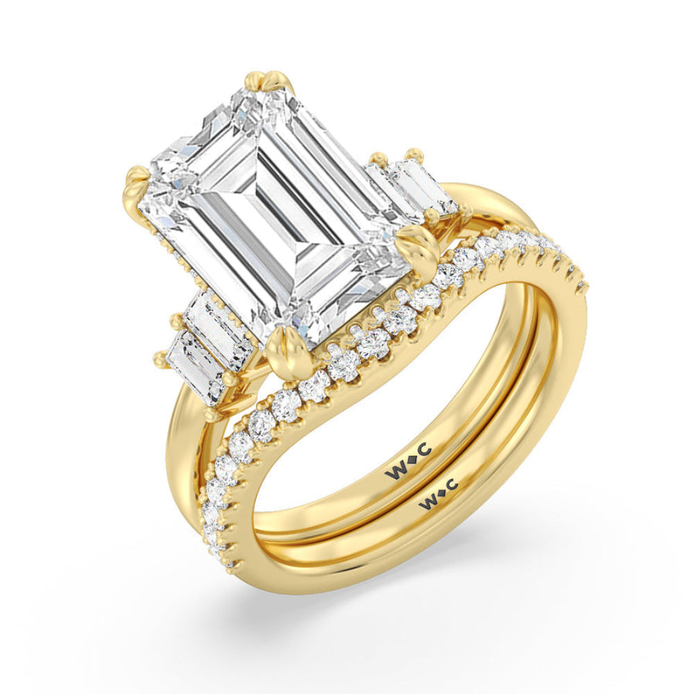 Oval Cut Elegance Emerald Cut Side Stone Engagement Ring with Lab Grown Diamond in 14KT Rose Gold view 5
