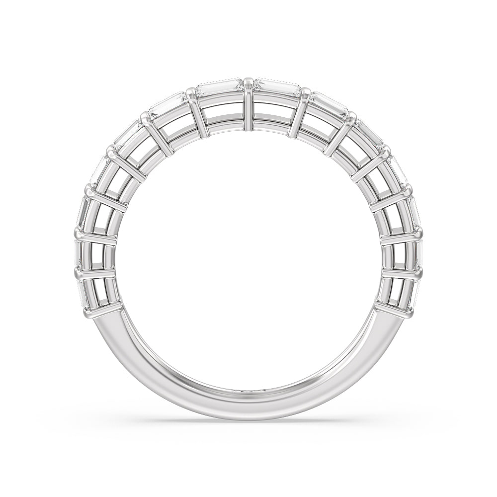 Elegance Two Row Baguette Studded Diamond Wedding Band with Platinum Cut Diamond in 14KT Platinum view 2
