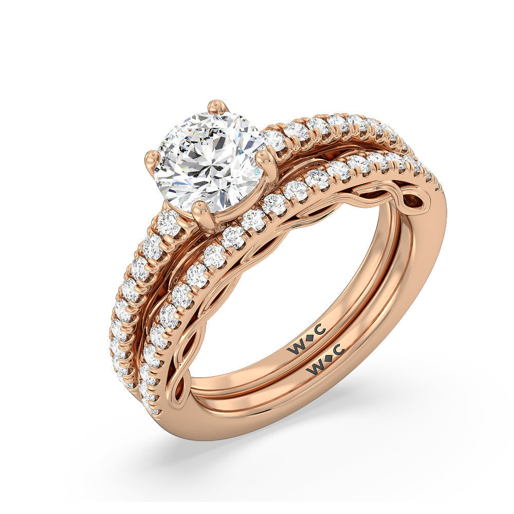 Galleria Braided Peekaboo Diamond Wedding Band with 18KT Rose Gold Cut Diamond in 14KT Rose Gold view 3
