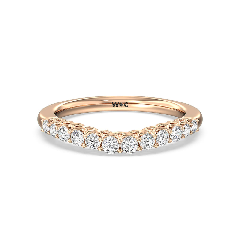 Galleria Open Work Side Stone & Hidden Halo Diamond Wedding Band with 18KT Rose Gold Cut Diamond in 14KT Rose Gold view 1
