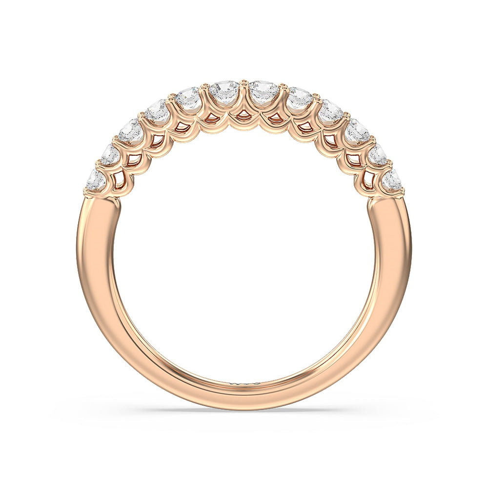 Galleria Open Work Side Stone & Hidden Halo Diamond Wedding Band with 18KT Rose Gold Cut Diamond in 14KT Rose Gold view 2
