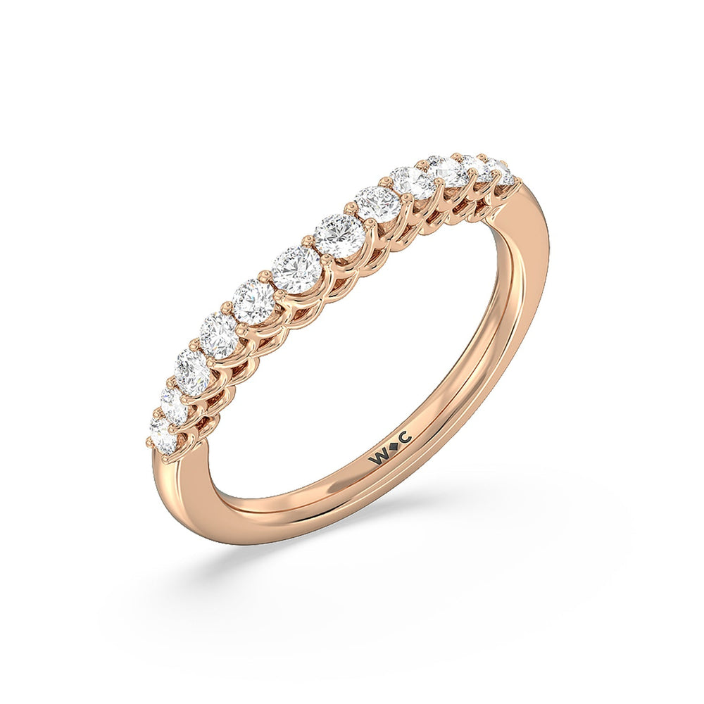 Galleria Open Work Side Stone & Hidden Halo Diamond Wedding Band with 18KT Rose Gold Cut Diamond in 14KT Rose Gold view 4
