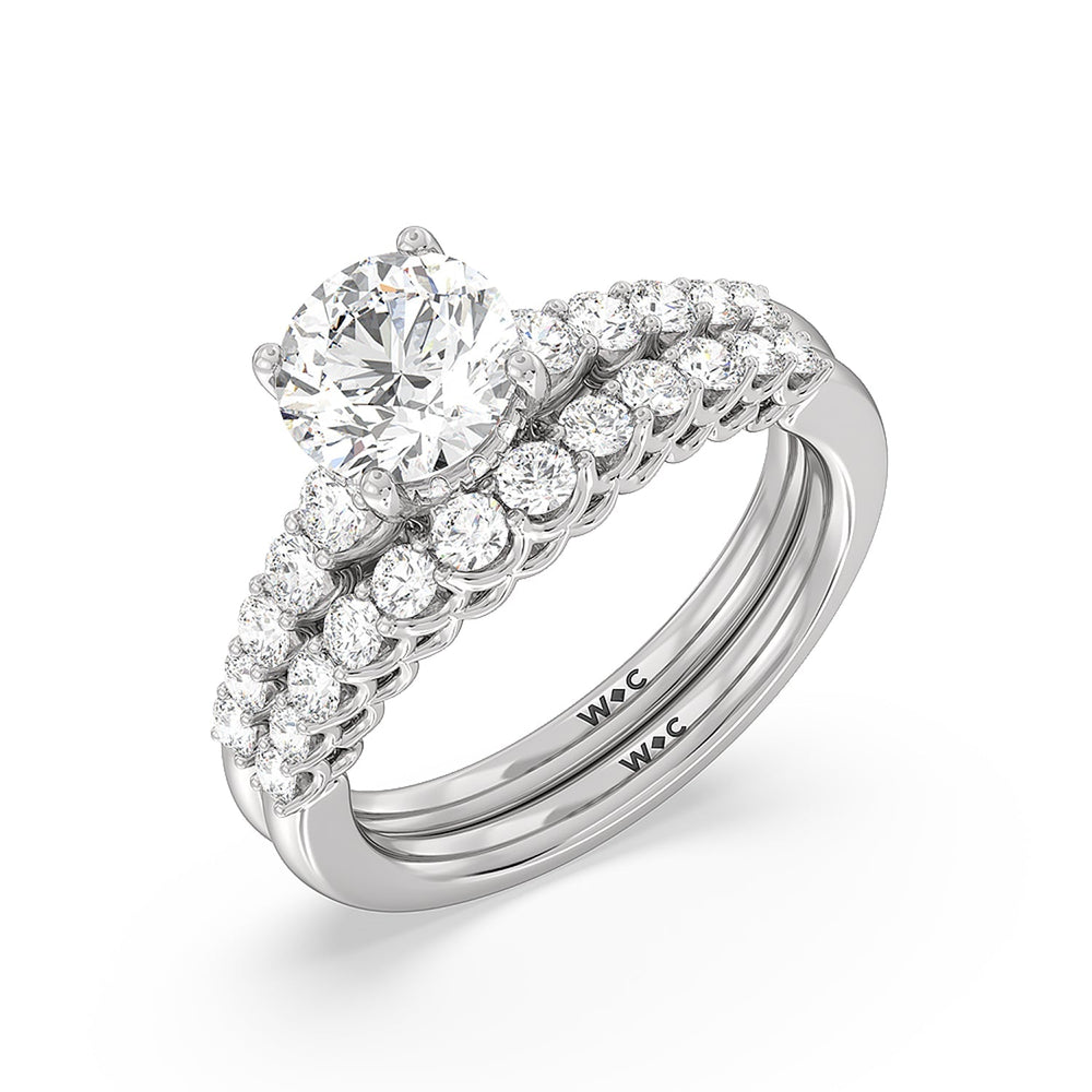 Galleria Open Work Side Stone & Hidden Halo Diamond Wedding Band with Platinum Cut Diamond in 14KT Platinum view 3
