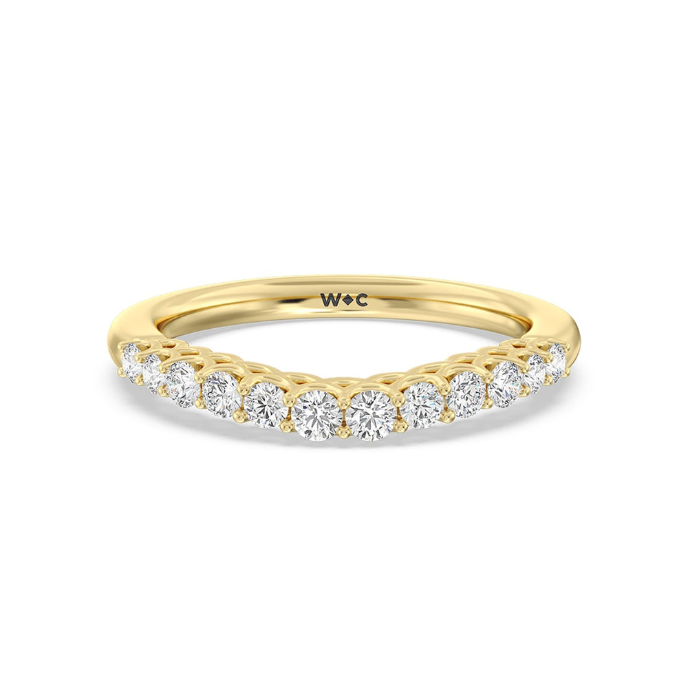 Galleria Open Work Side Stone & Hidden Halo Diamond Wedding Band with 18KT Yellow Gold Cut Diamond in 14KT Yellow Gold view 1
