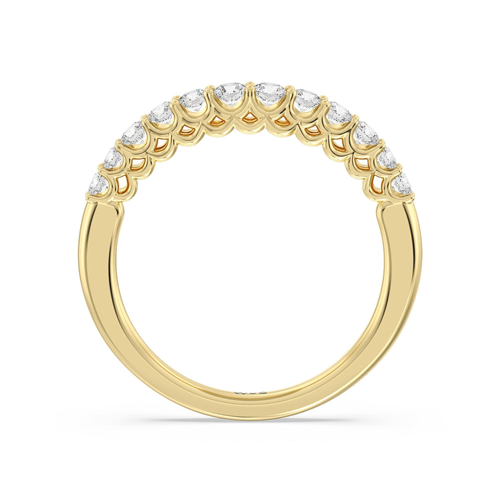 Galleria Open Work Side Stone & Hidden Halo Diamond Wedding Band with 18KT Yellow Gold Cut Diamond in 14KT Yellow Gold view 2
