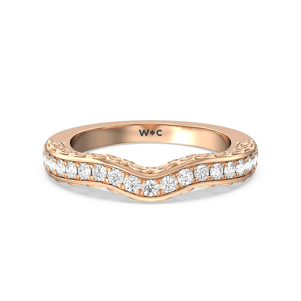 Galleria Arches Diamond Wedding Band with 18KT Rose Gold Cut Diamond in 14KT Rose Gold view 1
