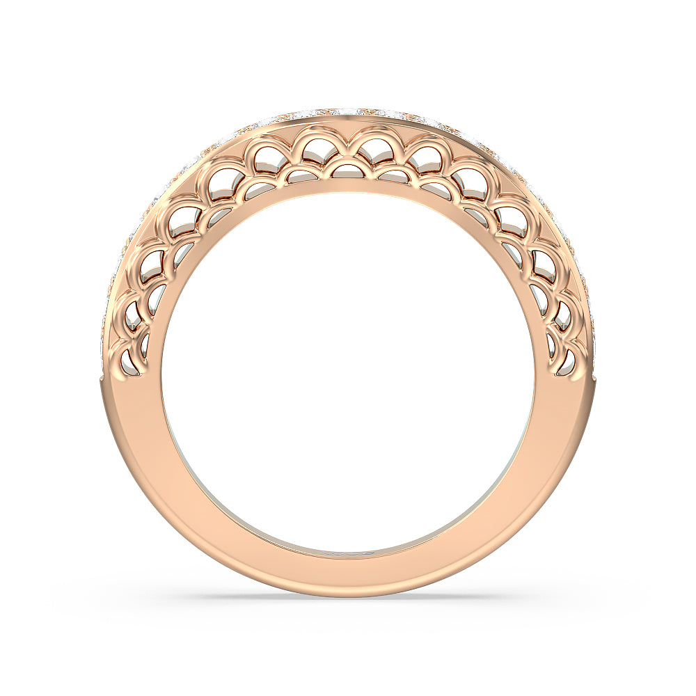 Galleria Arches Diamond Wedding Band with 18KT Rose Gold Cut Diamond in 14KT Rose Gold view 2
