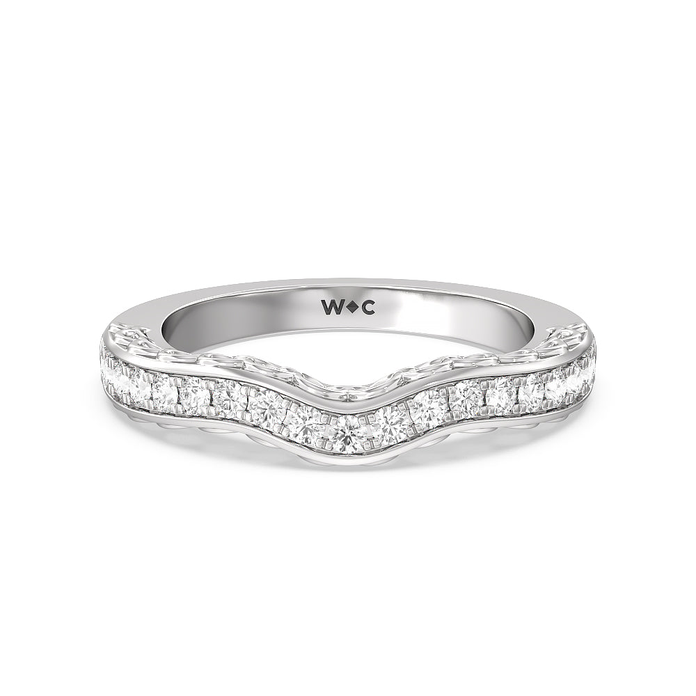 Galleria Arches Diamond Wedding Band with Platinum Cut Diamond in 14KT Platinum view 1
