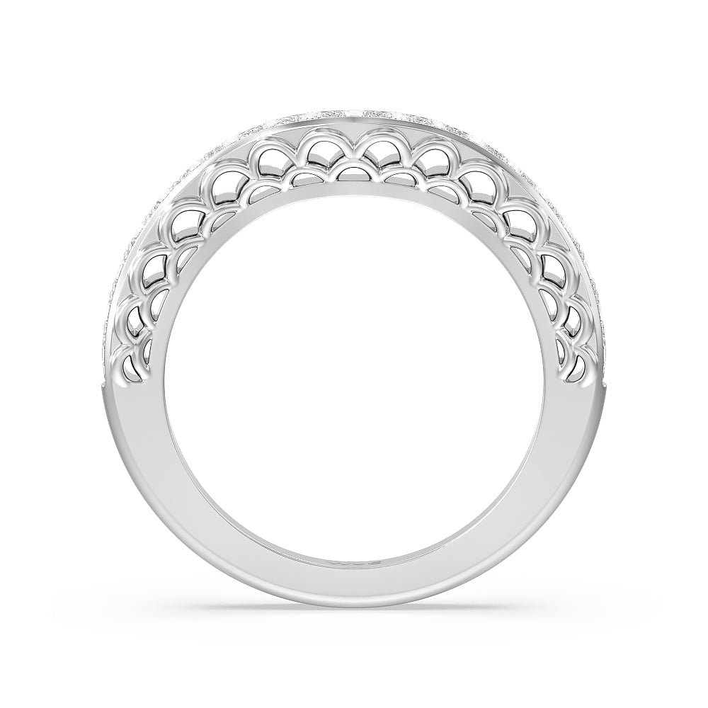 Galleria Arches Diamond Wedding Band with Platinum Cut Diamond in 14KT Platinum view 2
