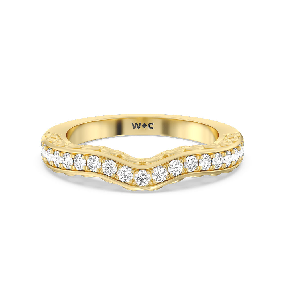 Galleria Arches Diamond Wedding Band with 18KT Yellow Gold Cut Diamond in 14KT Yellow Gold view 1
