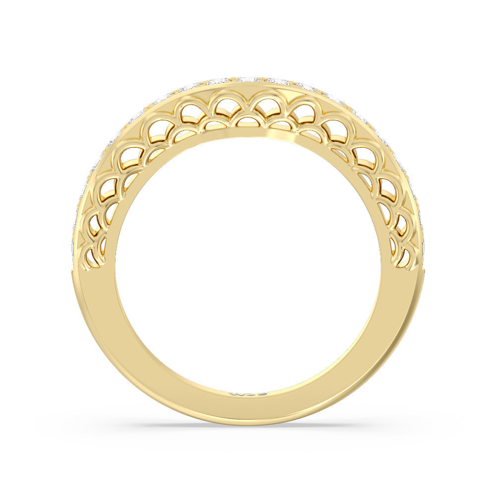 Galleria Arches Diamond Wedding Band with 18KT Yellow Gold Cut Diamond in 14KT Yellow Gold view 2
