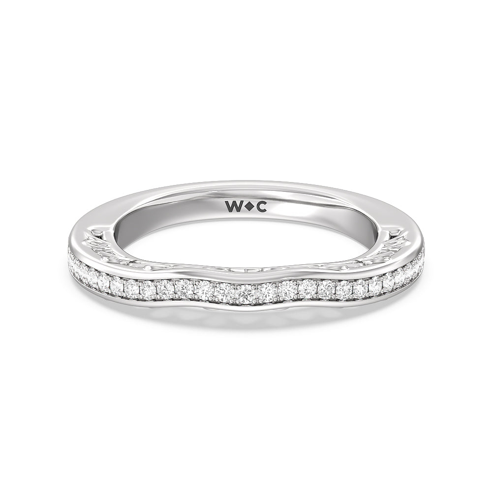 Galleria Art Deco Diamond Wedding Band with Platinum Cut Diamond in 14KT Platinum view 1
