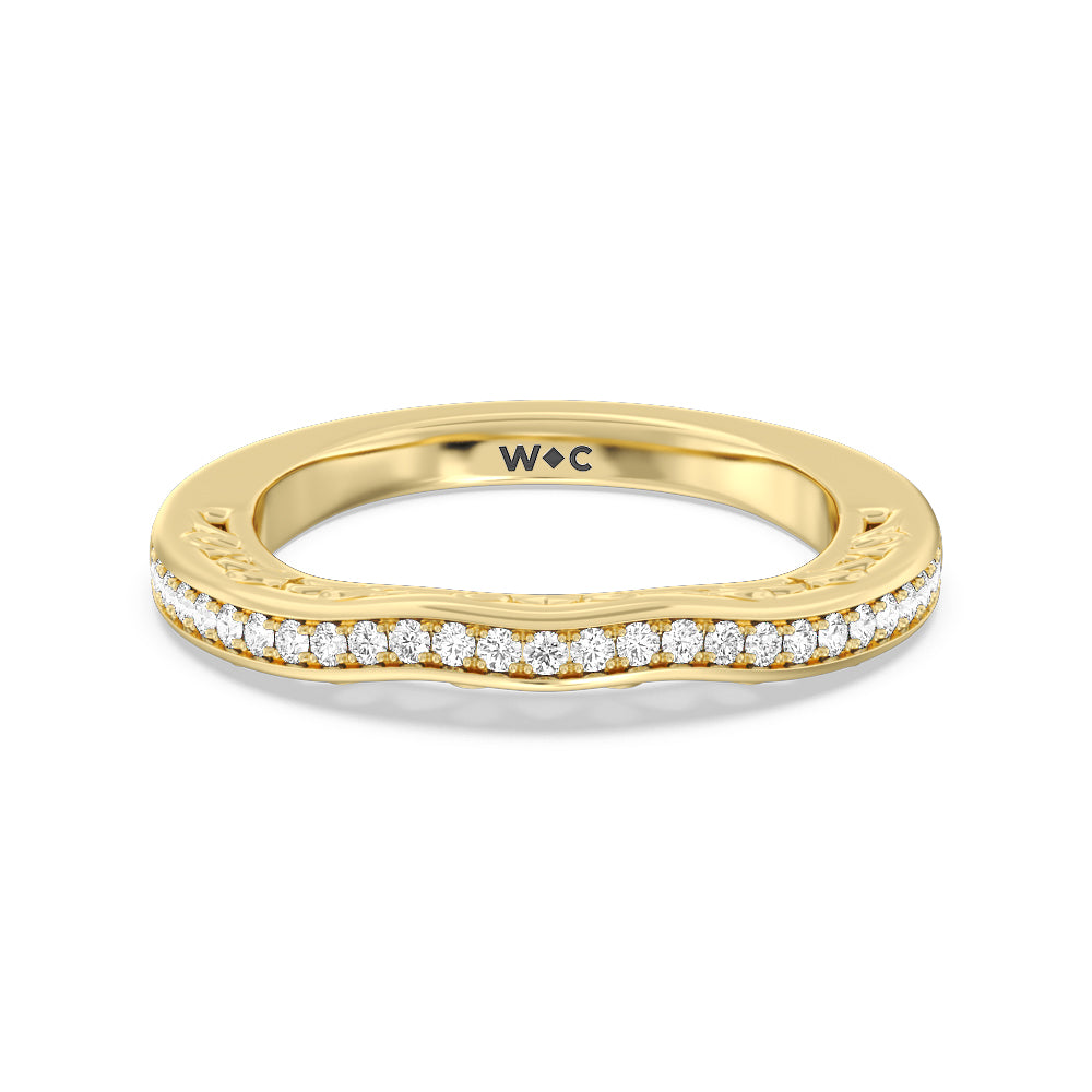 Galleria Art Deco Diamond Wedding Band with 18KT Yellow Gold Cut Diamond in 14KT Yellow Gold view 1
