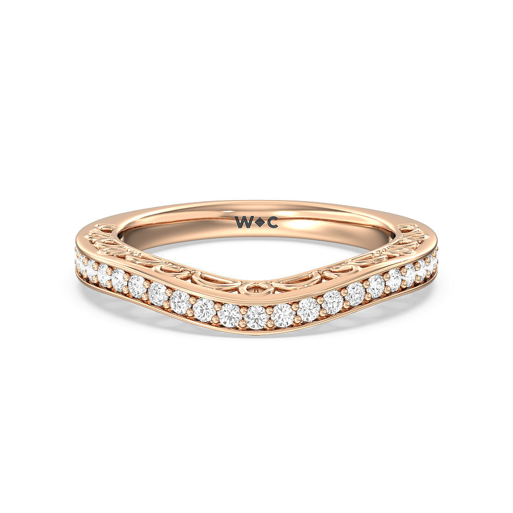 Galleria Three Stone Arches Diamond Wedding Band with 18KT Rose Gold Cut Diamond in 14KT Rose Gold view 1
