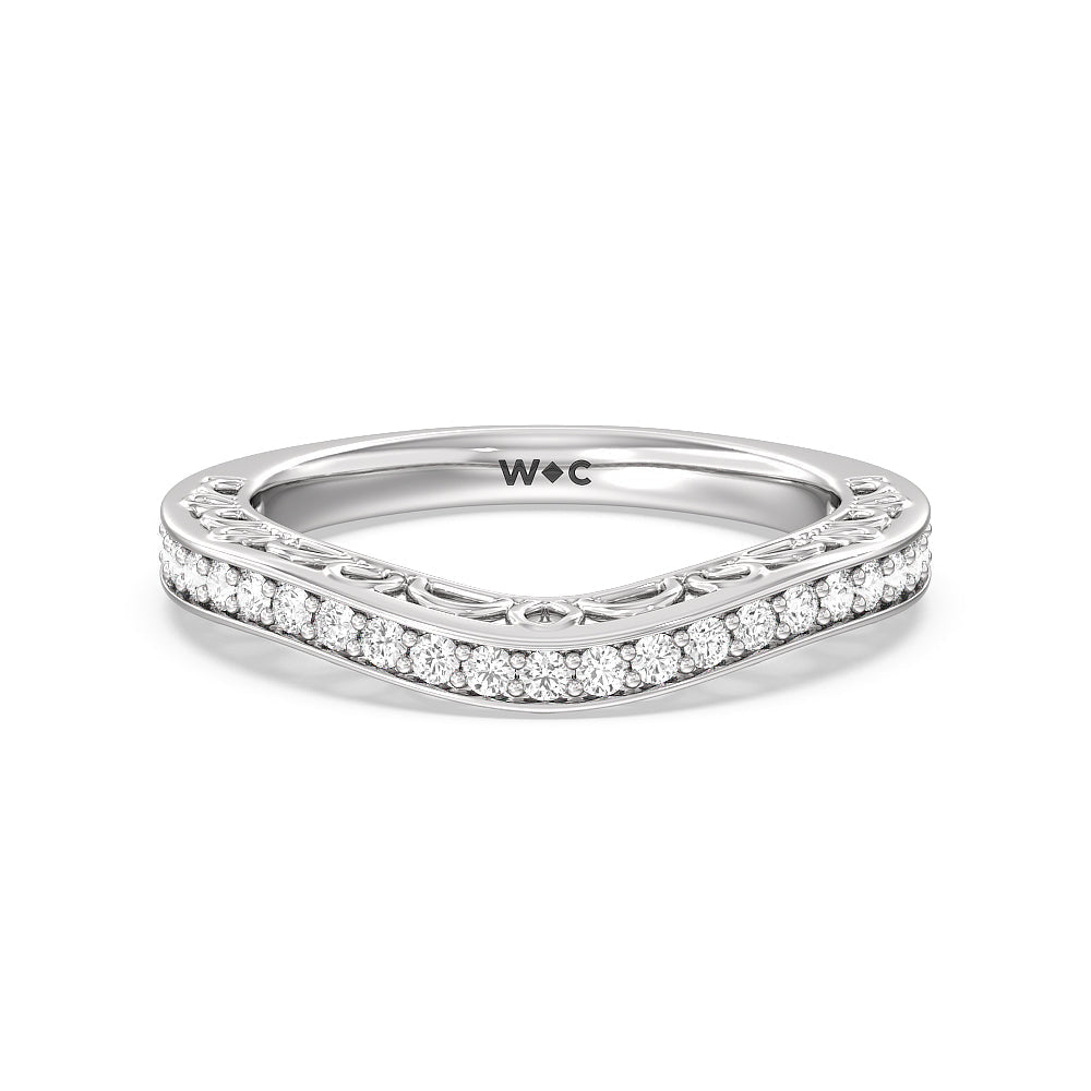 Galleria Three Stone Arches Diamond Wedding Band with Platinum Cut Diamond in 14KT Platinum view 1
