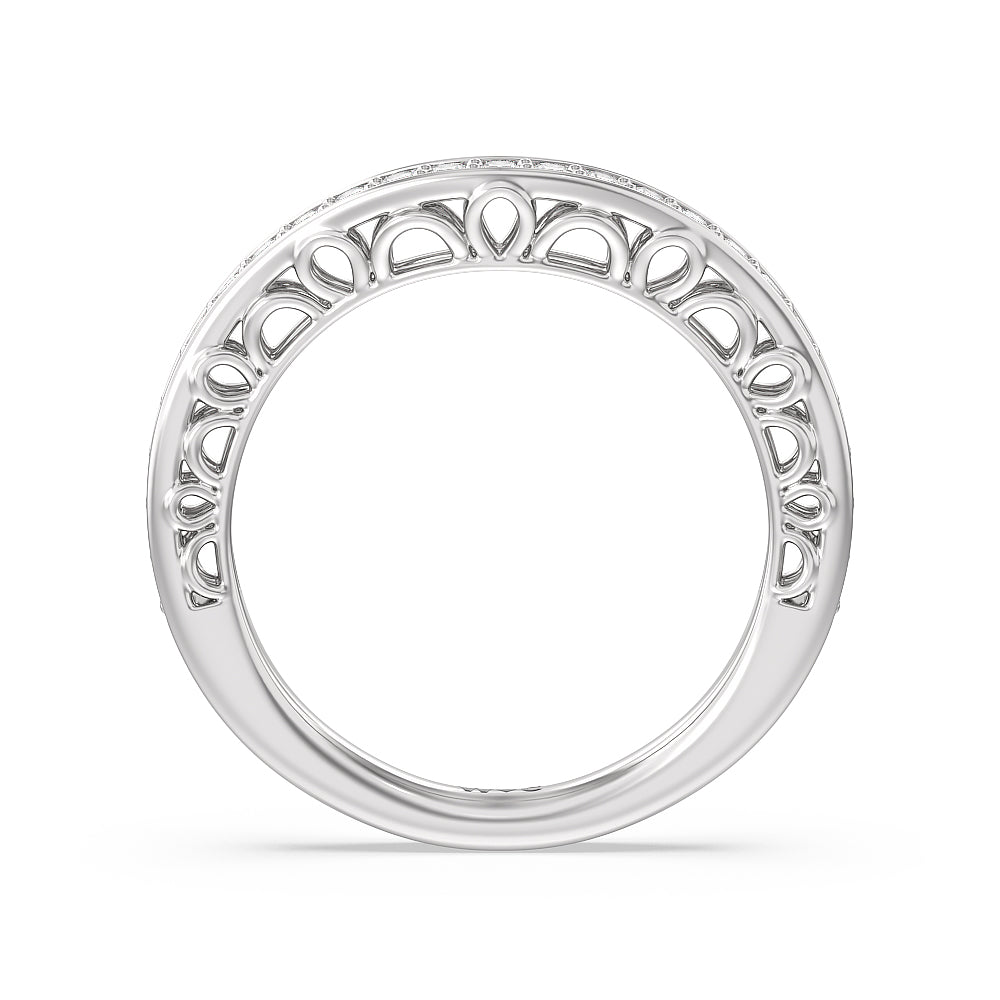 Galleria Three Stone Arches Diamond Wedding Band with Platinum Cut Diamond in 14KT Platinum view 2
