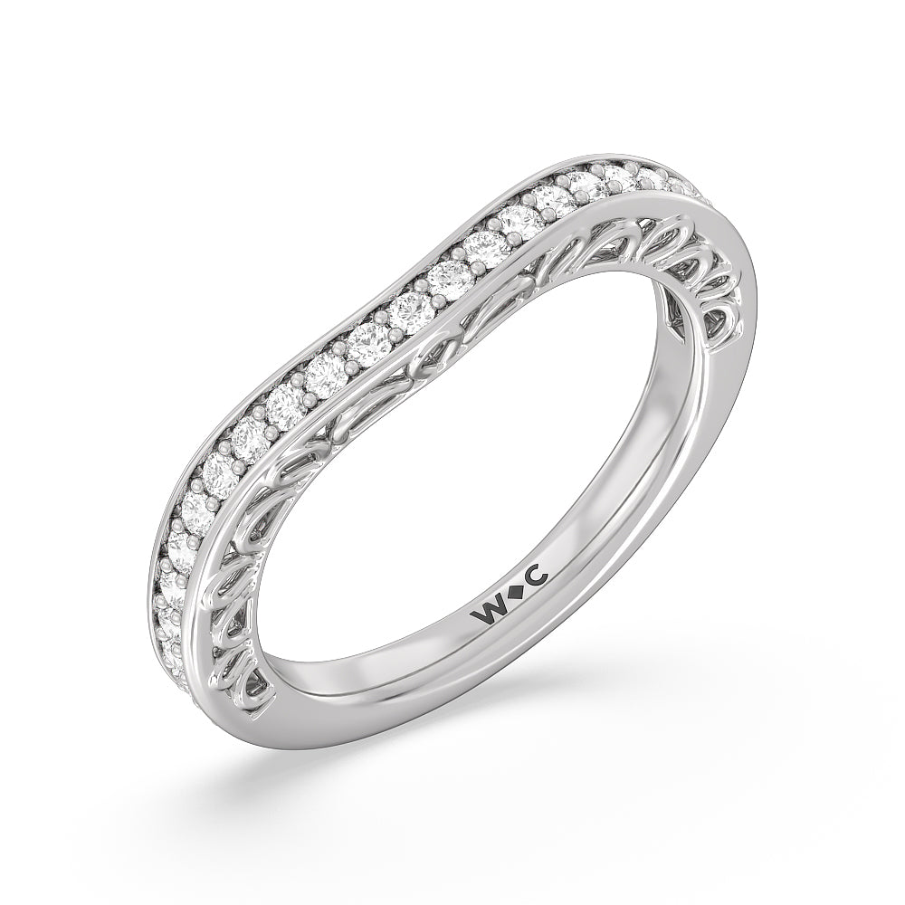 Galleria Three Stone Arches Diamond Wedding Band with Platinum Cut Diamond in 14KT Platinum view 4
