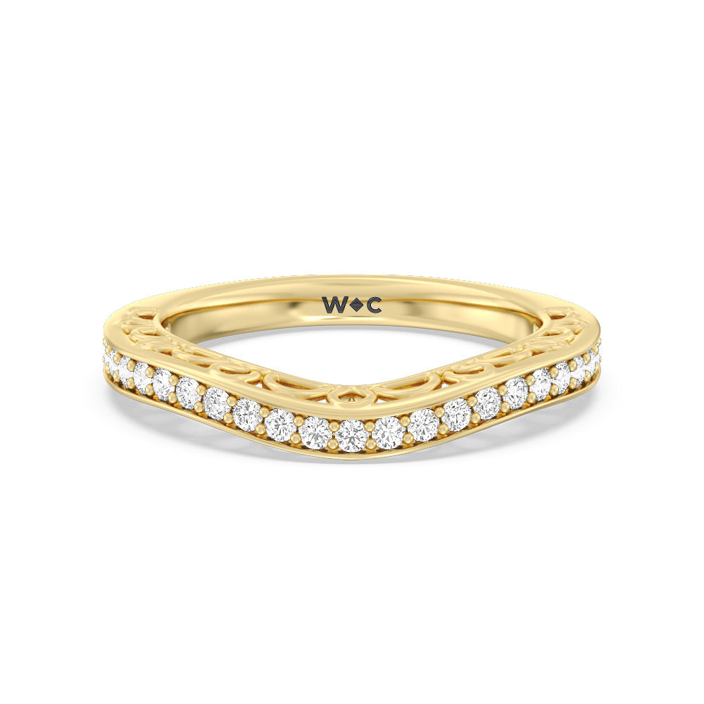 Galleria Three Stone Arches Diamond Wedding Band with 18KT Yellow Gold Cut Diamond in 14KT Yellow Gold view 1
