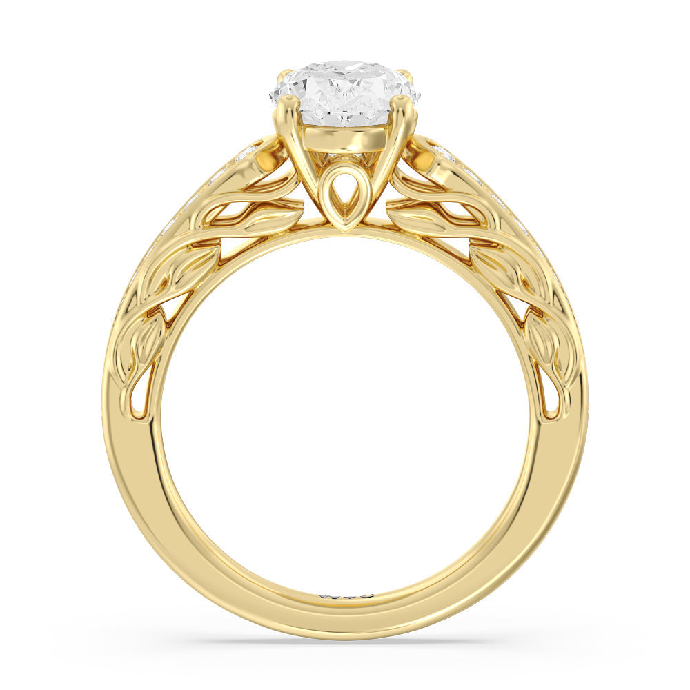 Galleria Entwined Vine Engagement Ring with Oval Cut Diamond in 14KT Yellow Gold view 2
