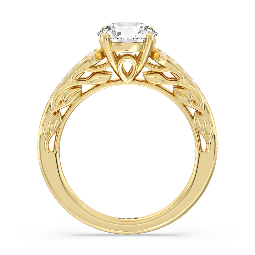 Galleria Entwined Vine Engagement Ring with Round Cut Diamond in 14KT Yellow Gold view 2
