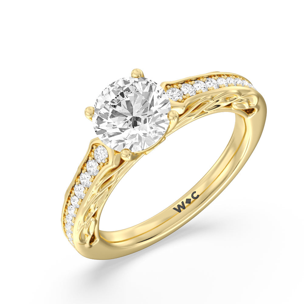 Galleria Entwined Vine Engagement Ring with Round Cut Diamond in 14KT Yellow Gold view 3
