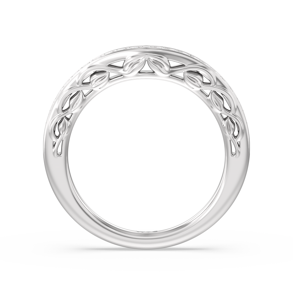 Galleria Entwined Vine Diamond Wedding Band with Platinum Cut Diamond in 14KT Platinum view 2
