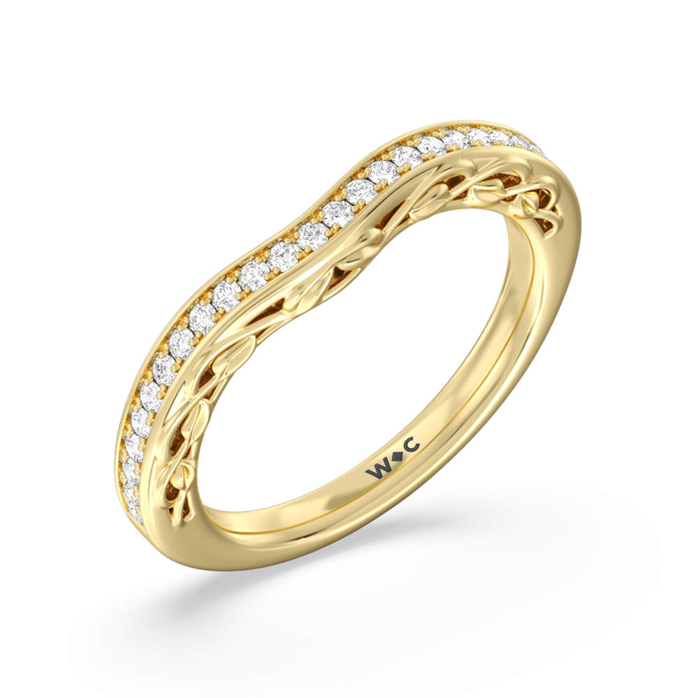 Galleria Entwined Vine Diamond Wedding Band with 18KT Yellow Gold Cut Diamond in 14KT Yellow Gold view 4

