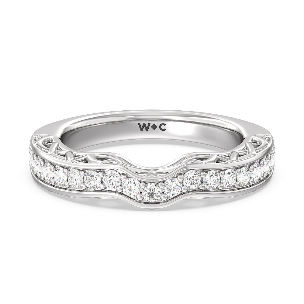 Galleria Lattice Diamond Wedding Band with Platinum Cut Diamond in 14KT Platinum view 1

