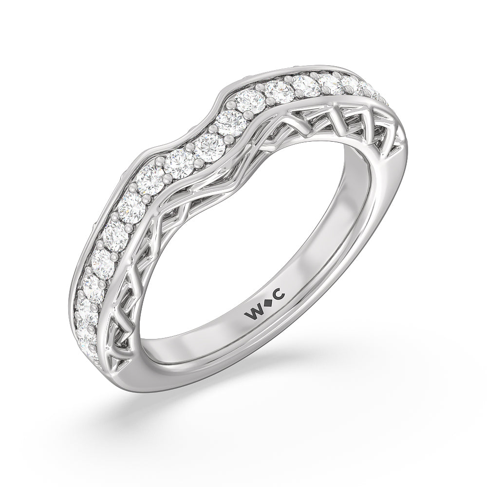 Galleria Lattice Diamond Wedding Band with Platinum Cut Diamond in 14KT Platinum view 4
