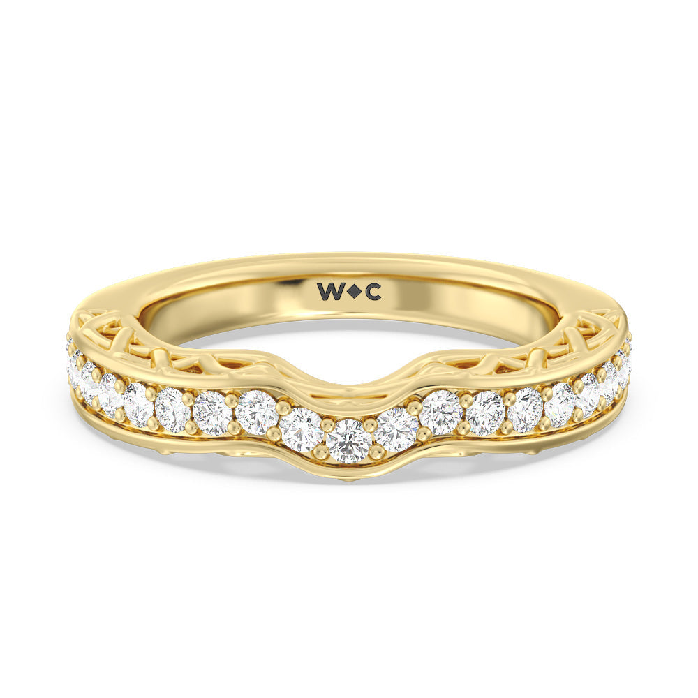 Galleria Lattice Diamond Wedding Band with 18KT Yellow Gold Cut Diamond in 14KT Yellow Gold view 1
