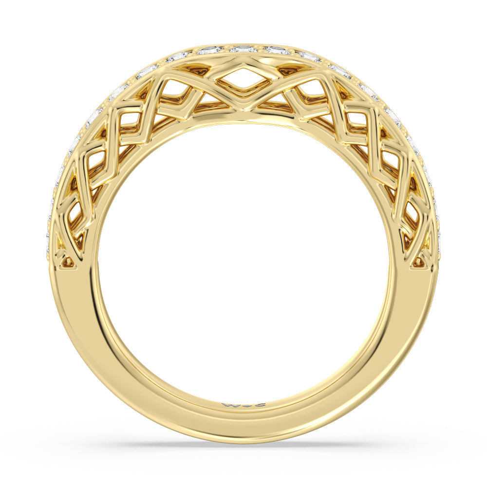 Galleria Lattice Diamond Wedding Band with 18KT Yellow Gold Cut Diamond in 14KT Yellow Gold view 2
